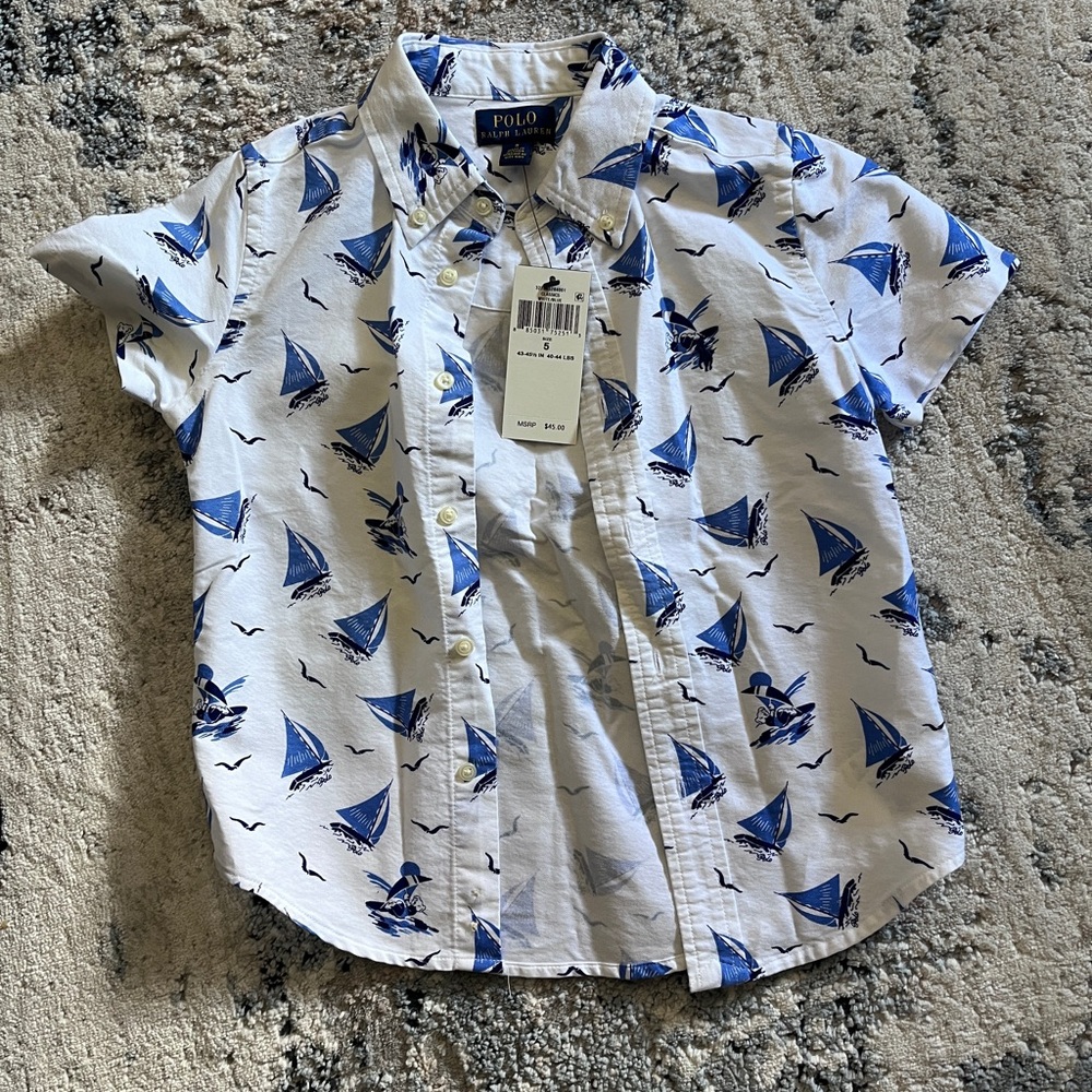 Polo by Ralph Lauren toddler size 5 short sleeve boat button down shirt.